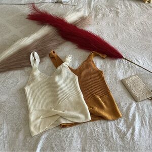Women's Knit Tank Top - Cream and Mustard $13 each